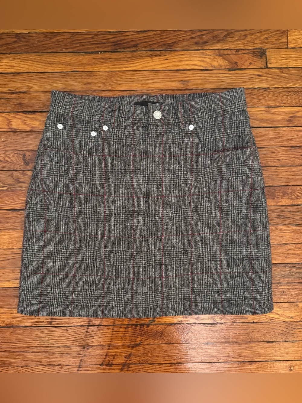 Helmut Lang Plaid Wool Mini Skirt